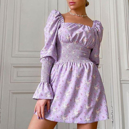 Mona Floral Print Long Sleeve Mini Dress