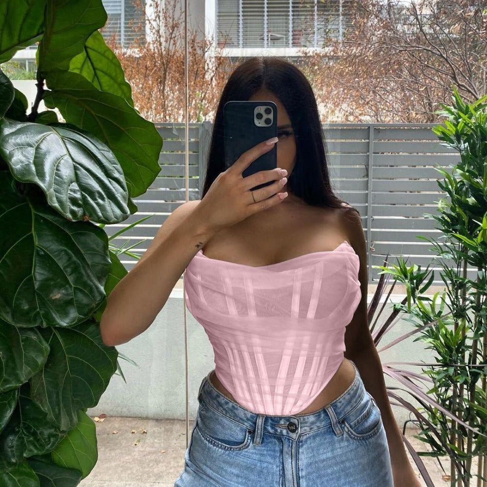 Voxy Mesh Corset Crop Top