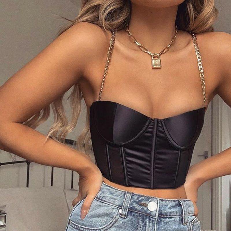 Baby Angel Chain Satin Corset Crop Top