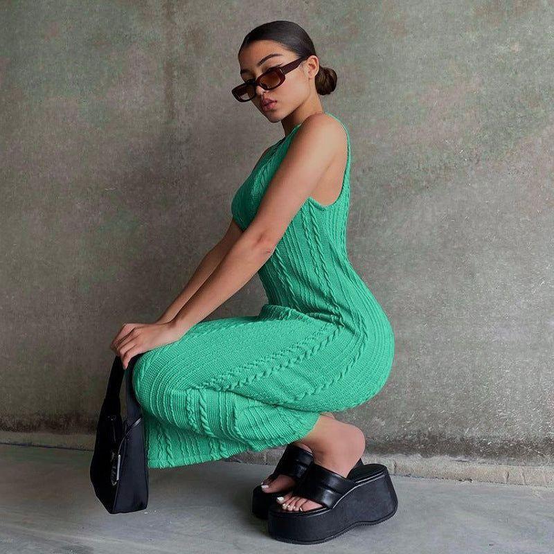 A Wild Mint Knitted Midi Dress