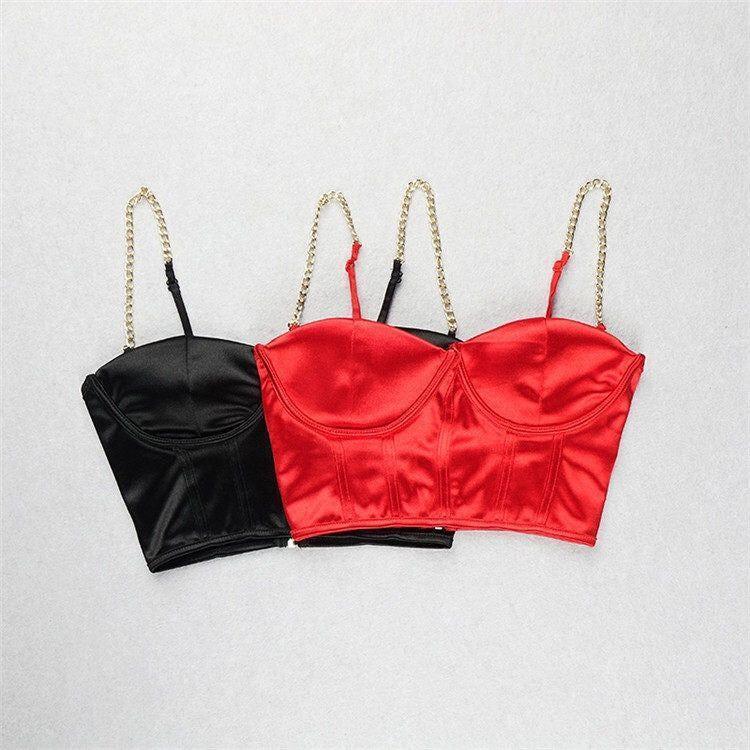 Baby Angel Chain Satin Corset Crop Top