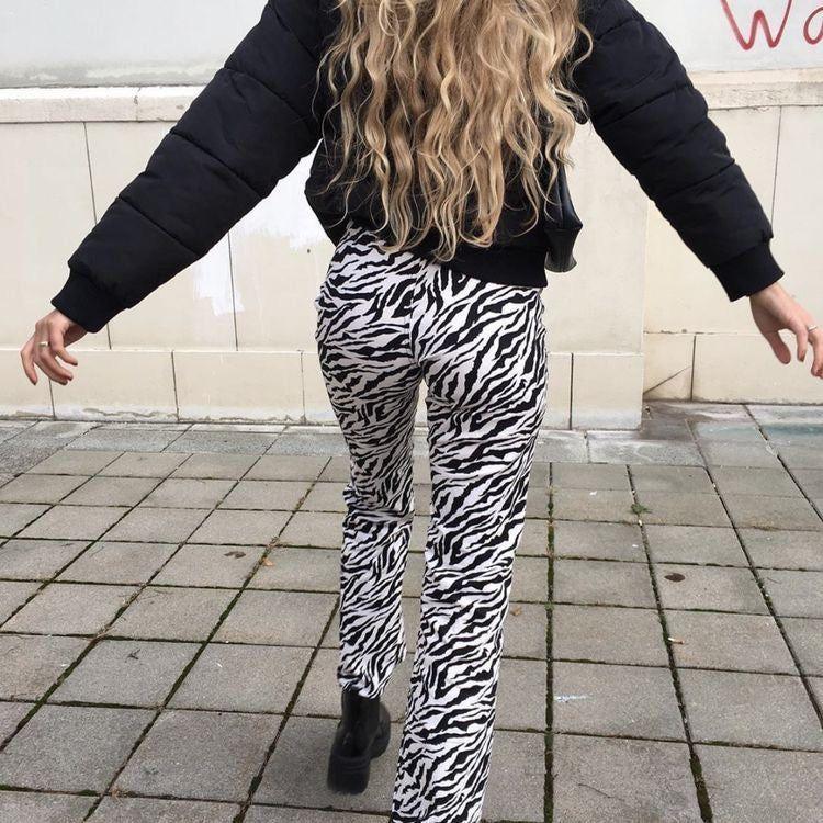 Chocolate High Waist Zebra Print Pants