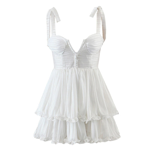 Blooming Jasmine Ruffle Chiffon Mini Dress