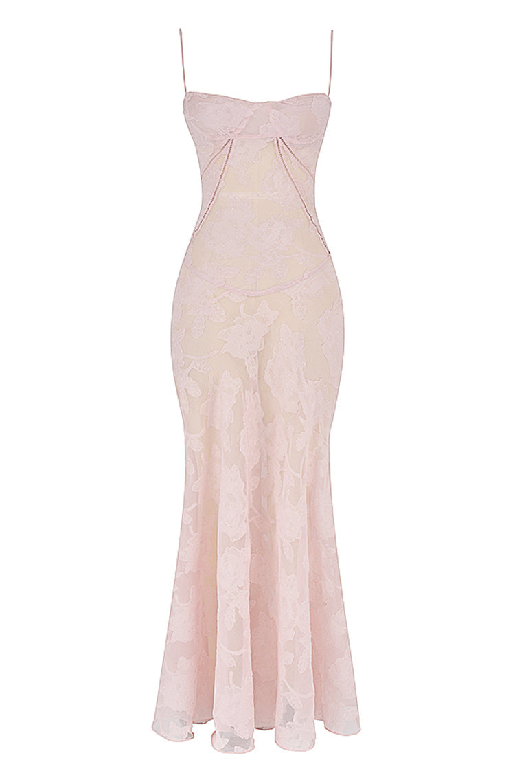 Blush of Elegance Lace Maxi Dress