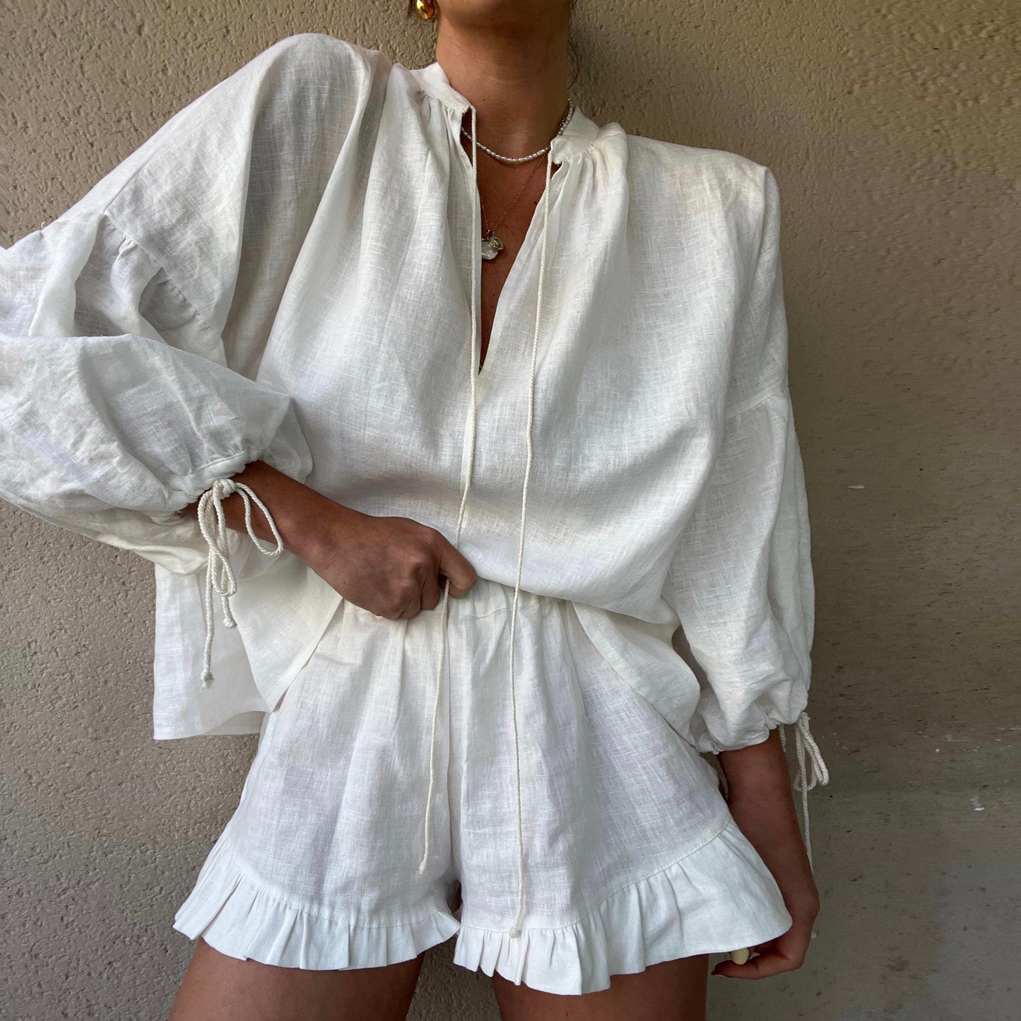 Beach Cruiser Long Sleeved Ruffle Two Piece Set