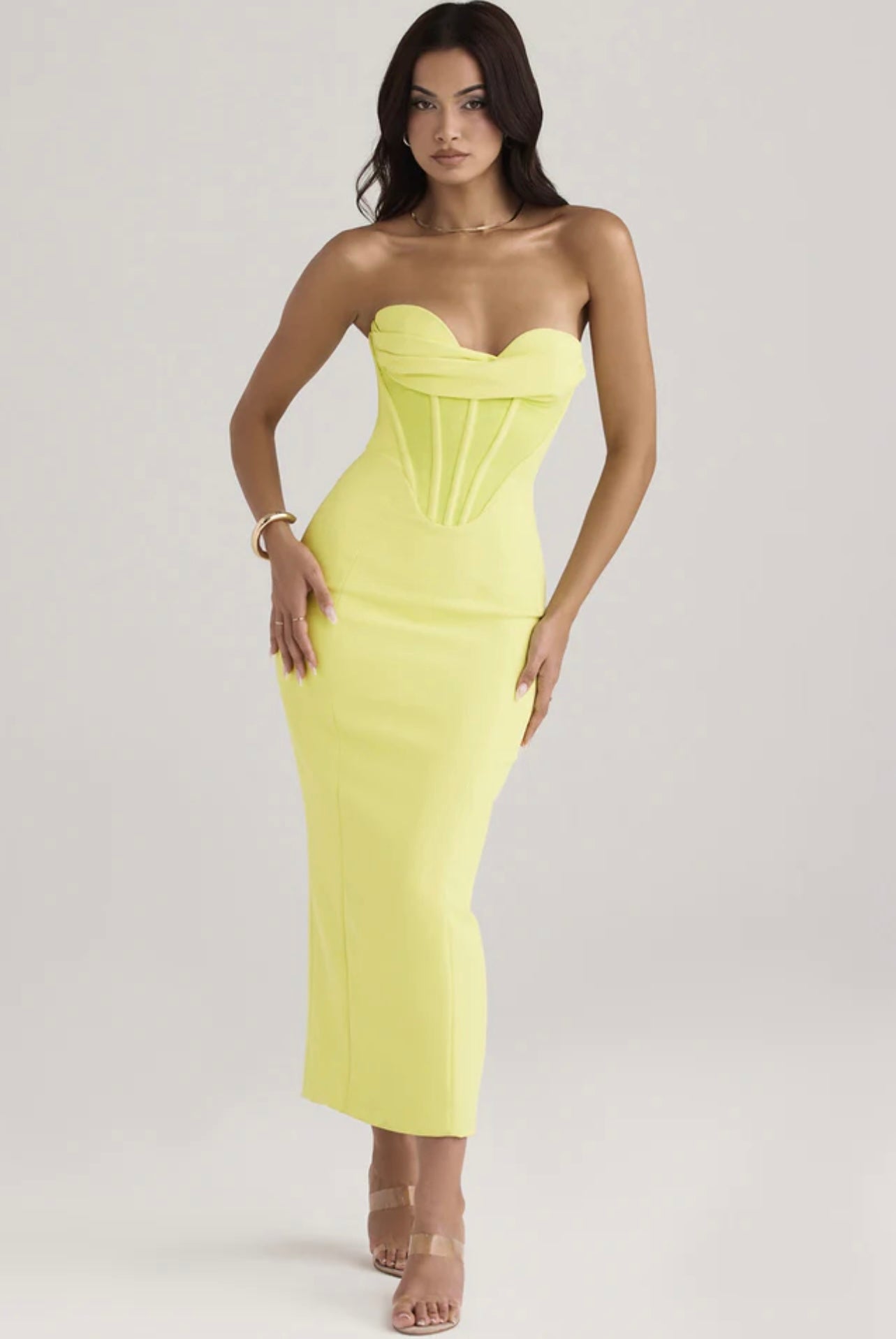 Elegant Enigma Bodycon Corset Cocktail Midi Dress