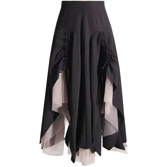 The Paris High-Waisted Pleated Mesh Skirt