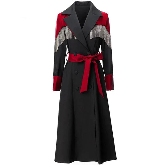 The Alaric Long Sleeve Tasseled Trench Coat