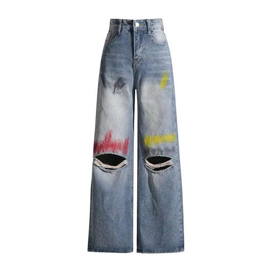 The Pastel High-Waisted Distressed Denim Pants