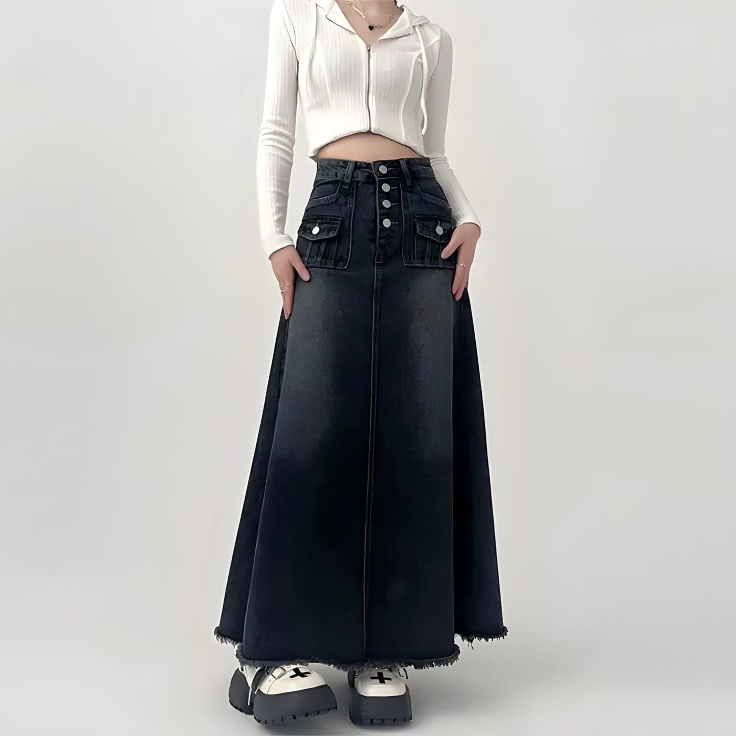 The Brigitte High Waist Denim Skirt