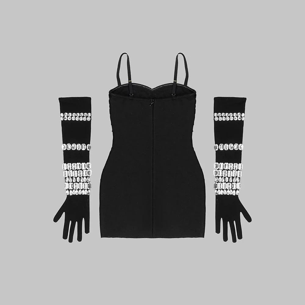 Look At Me Diamond Mini Dress With Gloves