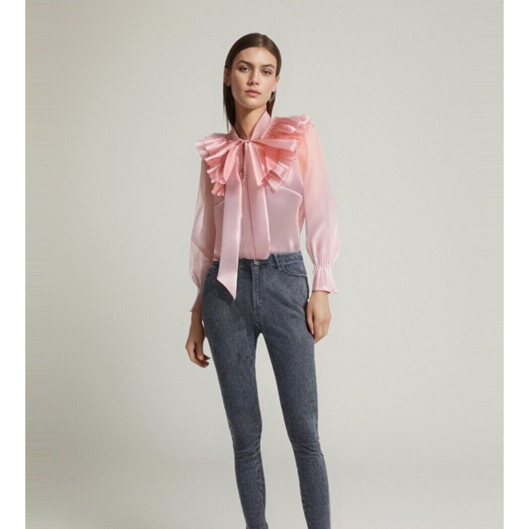 The Dorothea Bowknot Long Sleeve Ruffles Shirt - Multiple Colors