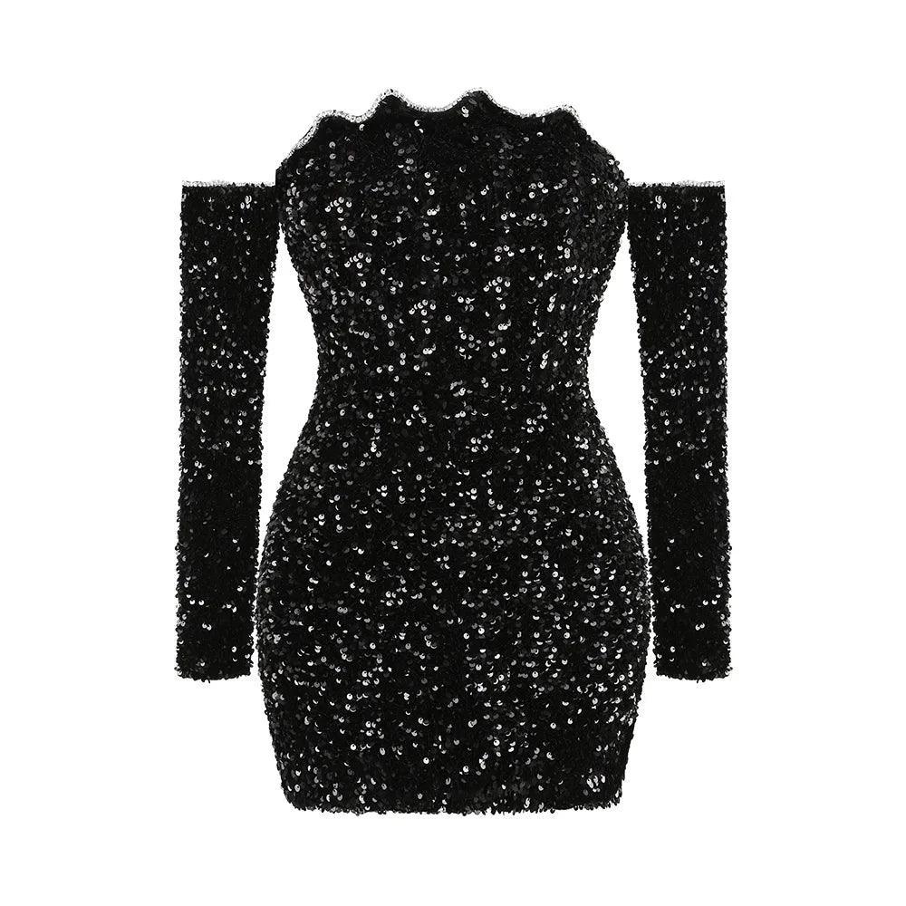 Infatuation Mesh Sequins Mini Dress