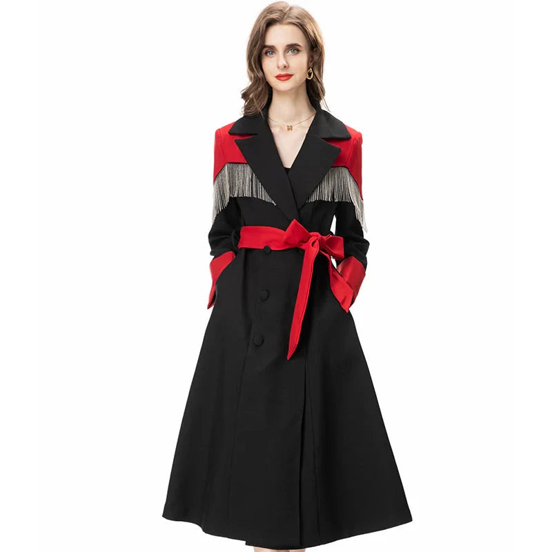 The Alaric Long Sleeve Tasseled Trench Coat