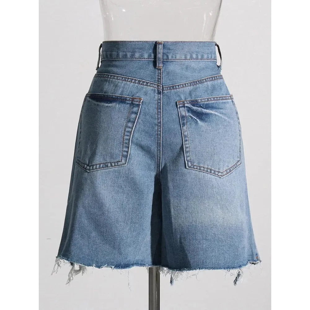 The Peyton High Waist Distressed Denim Shorts