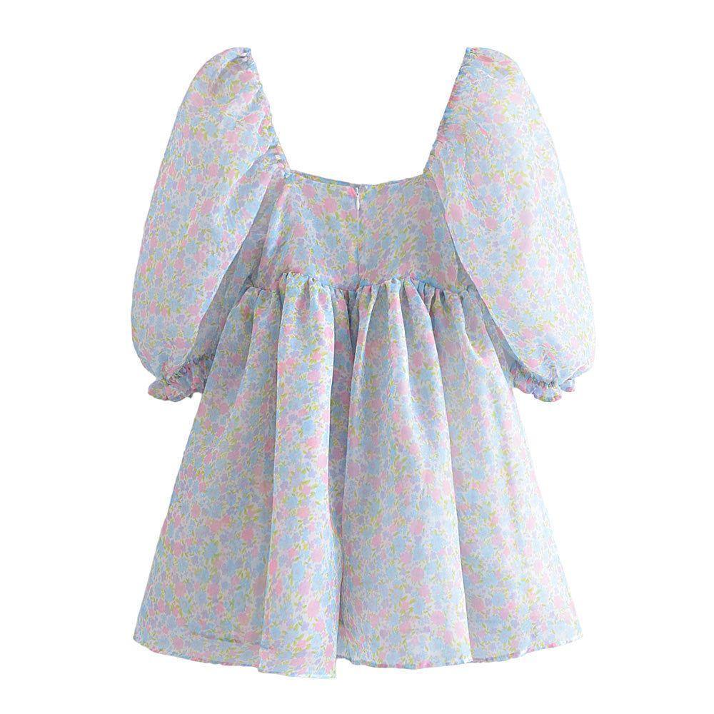 Paloma Sweet Pastel Floral Puff Mini Dress