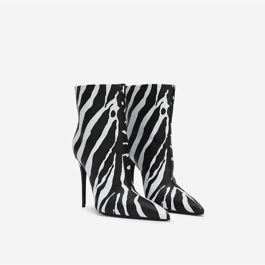 The Zebra High-Heel Ankle Boots