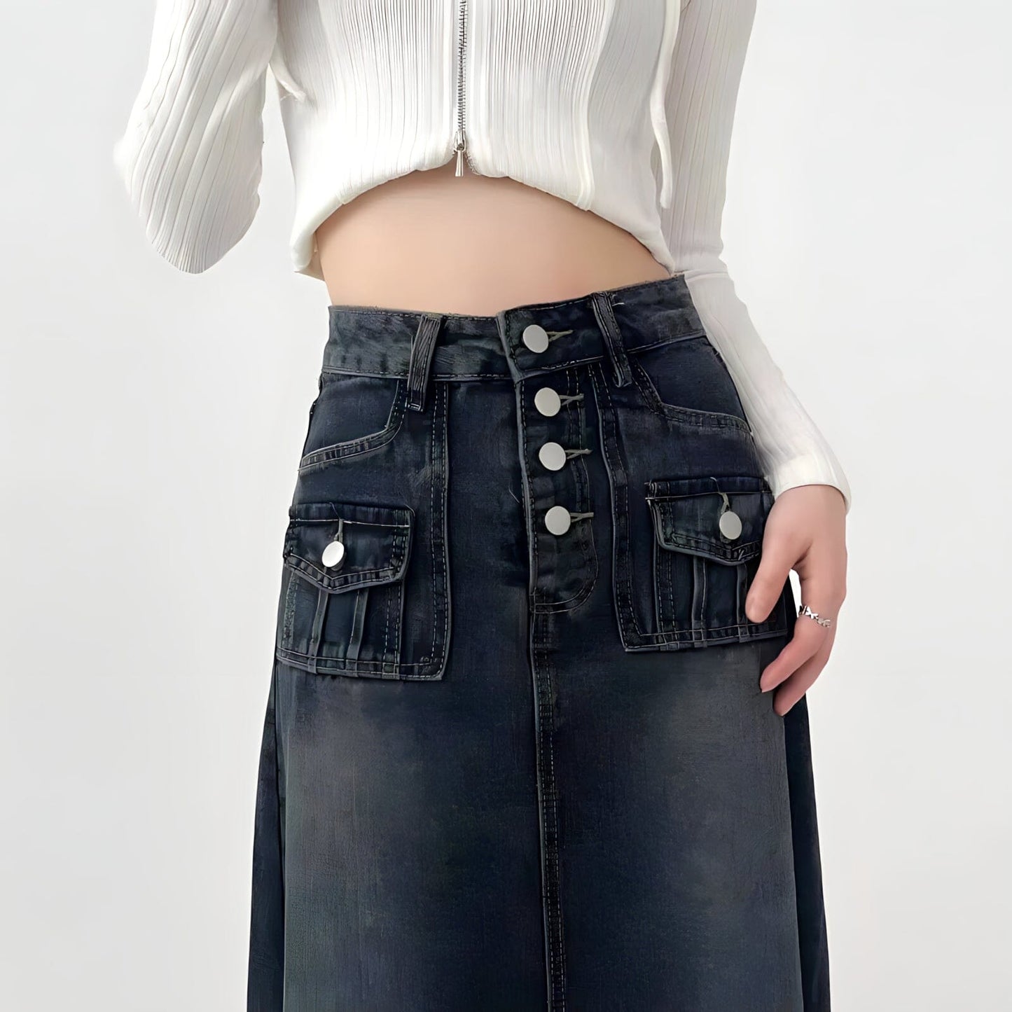 The Brigitte High Waist Denim Skirt