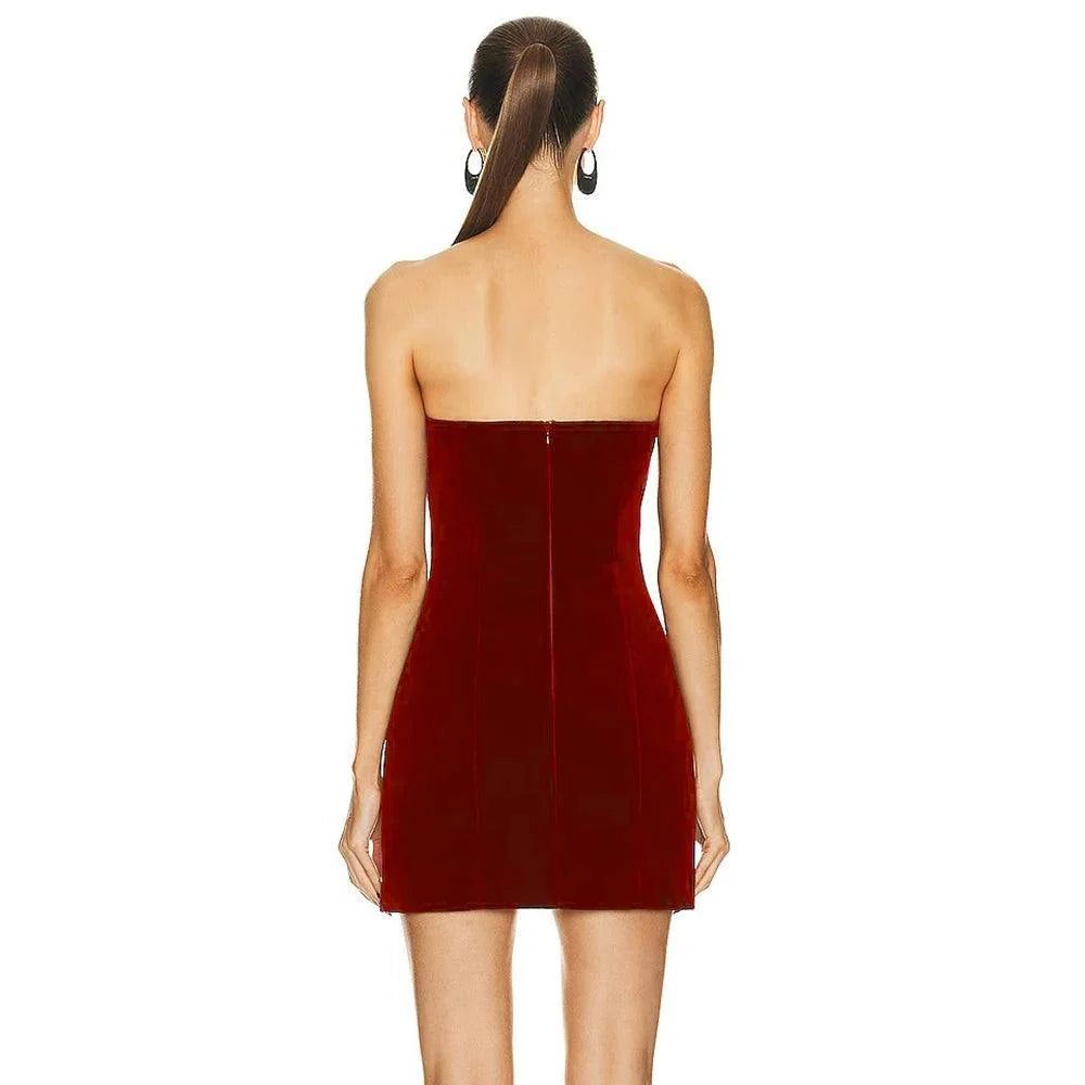 Cherry Kiss Strapless Diamond Heart Mini Dress