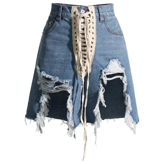 The Peyton High Waist Distressed Denim Shorts