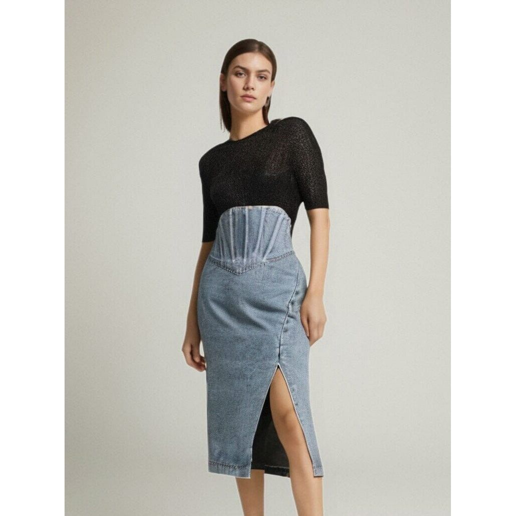 The Shelby High Waist Denim Skirt