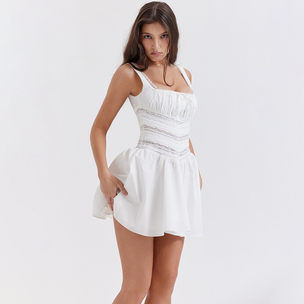 Sweet Lace Milkmaid Mini Dress