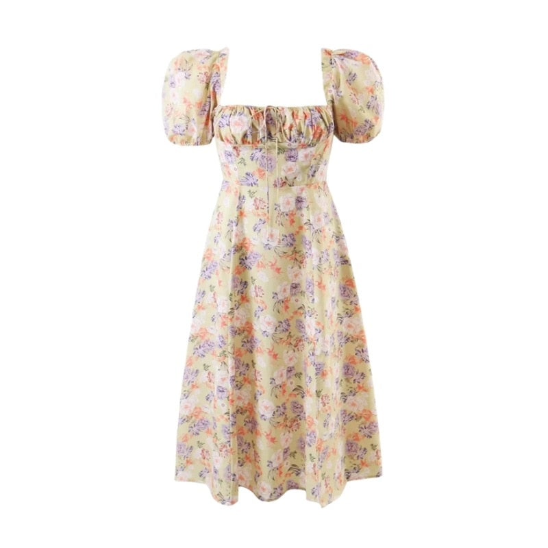 Hot Milkmaid Floral Split Midi Dress