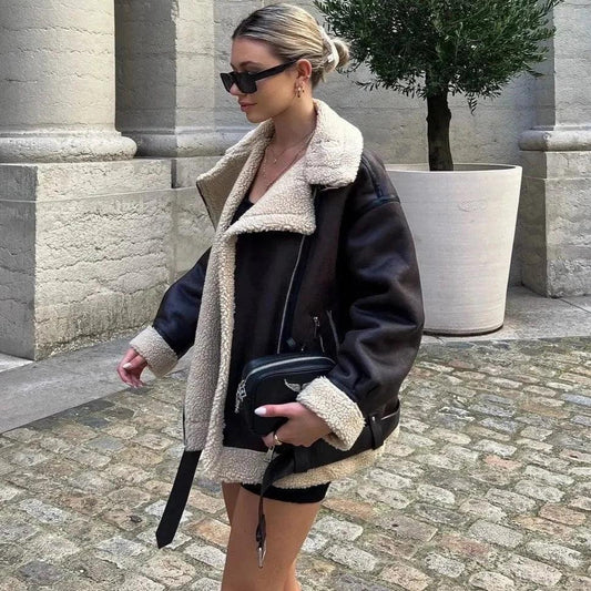 Maple Mocha Faux Fur Lapel Jacket