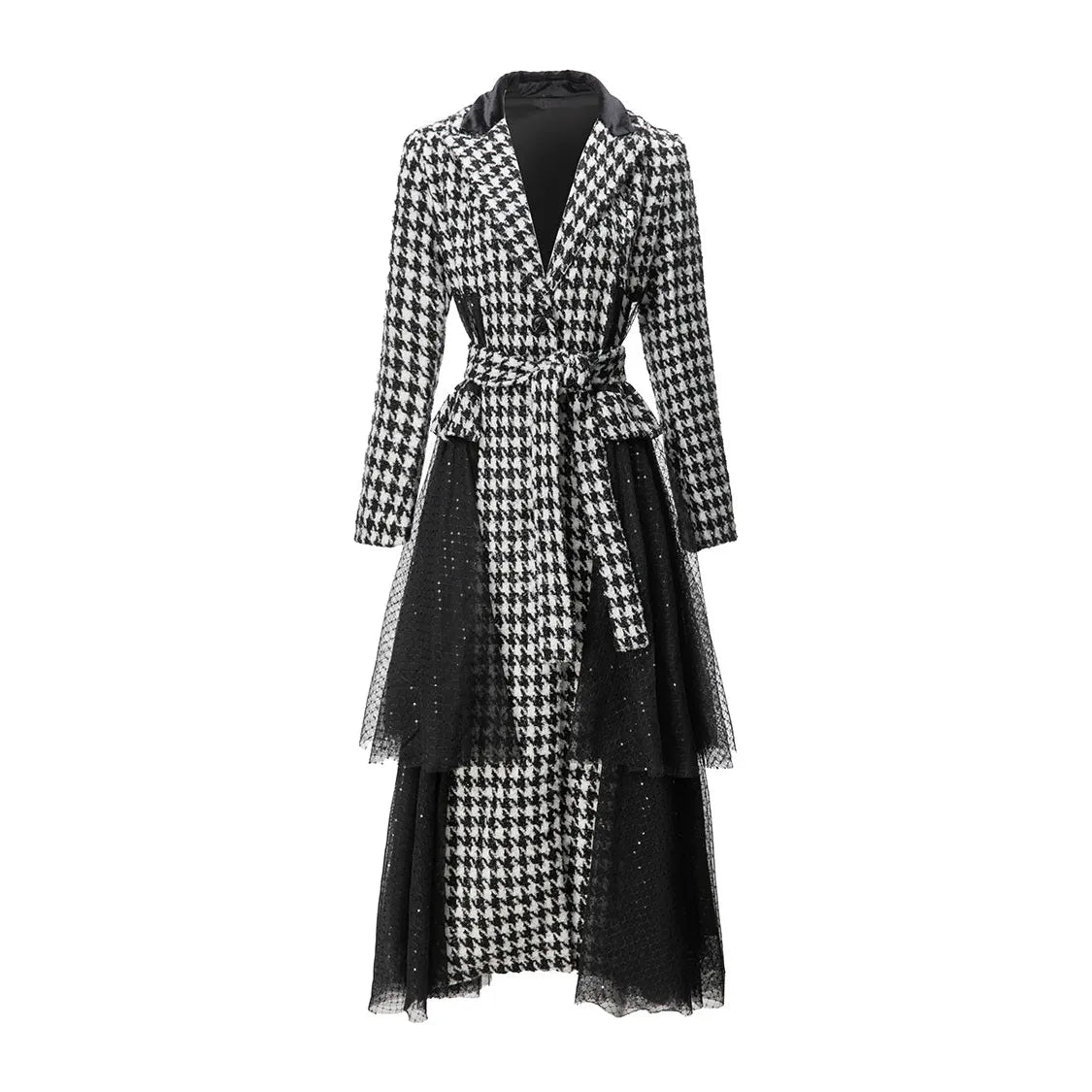 The Callidora Long Sleeve Ruffled Trench Coat