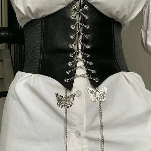 Butterfly Bliss Leather Chain Corset