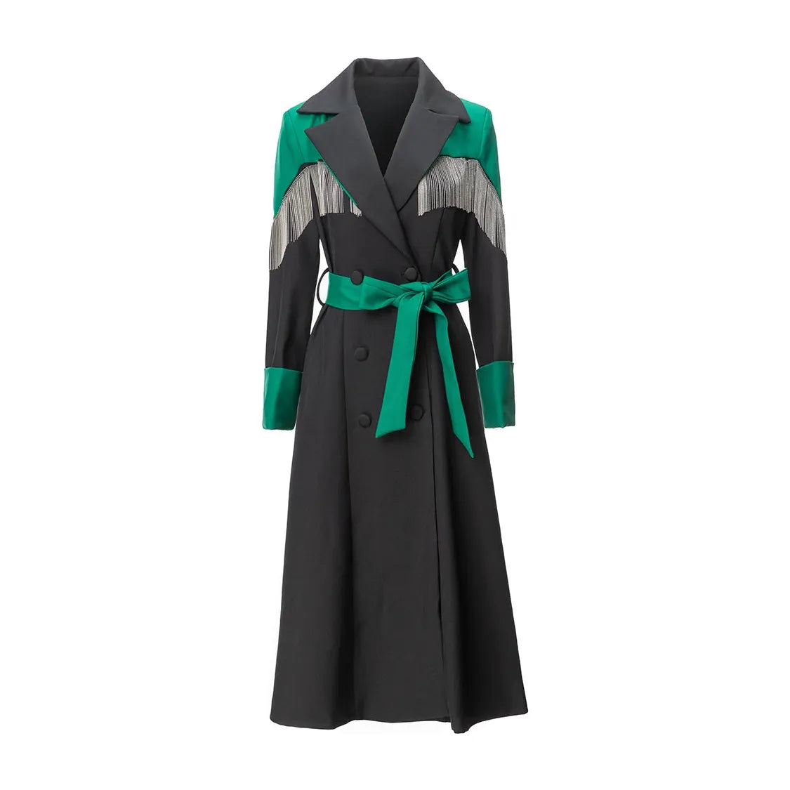 The Alaric Long Sleeve Tasseled Trench Coat