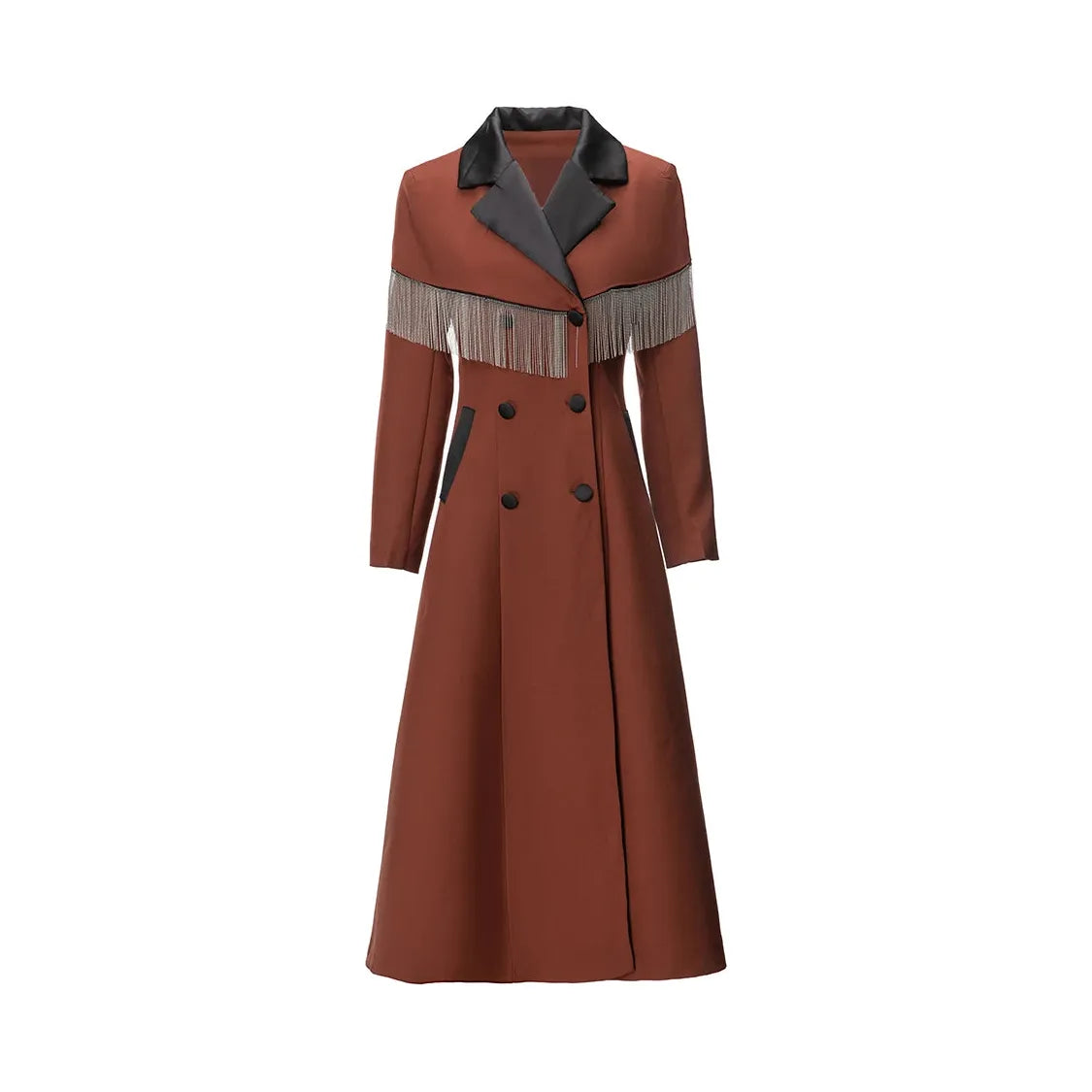 The Alaric Long Sleeve Tasseled Trench Coat