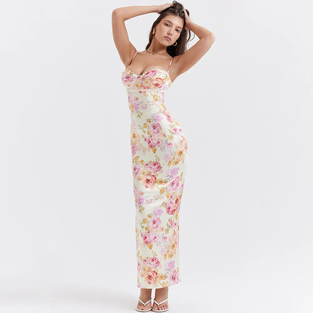 Agness Floral Maxi Bodycon Dress