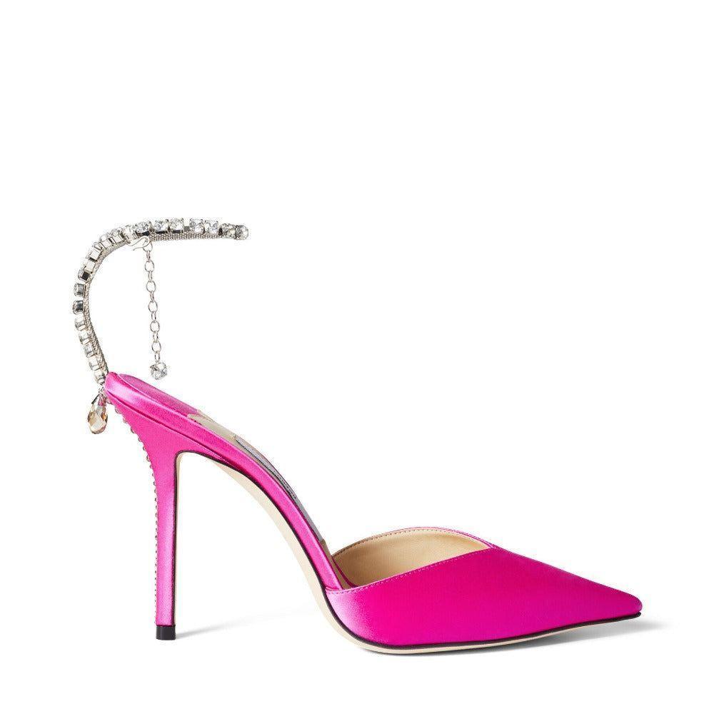 Lioness Crystal Chain Satin Heels