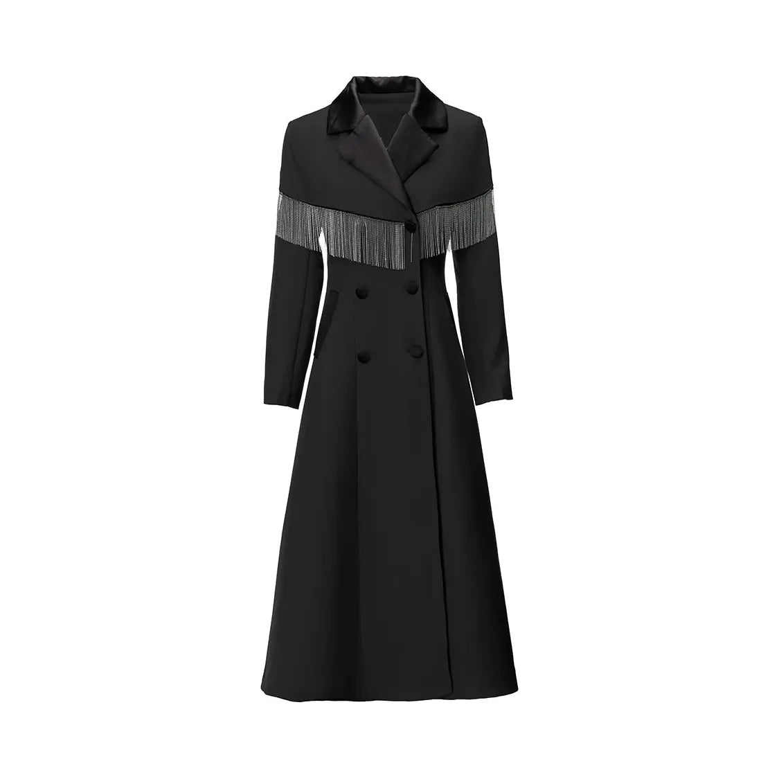 The Alaric Long Sleeve Tasseled Trench Coat