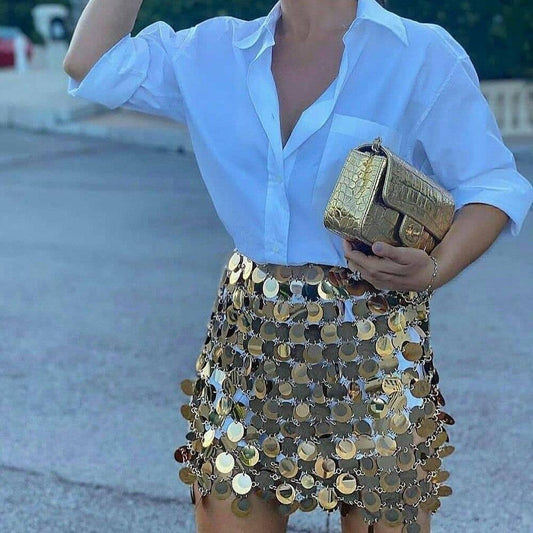 Date Me Now Sequin Embellished Mini Skirt