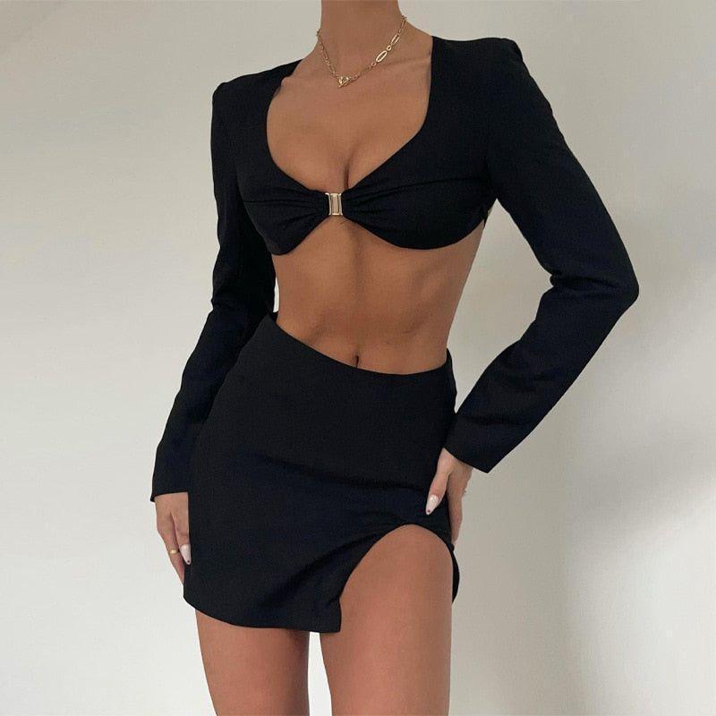 Kylie Backless Crop Top & Mini Skirt Set