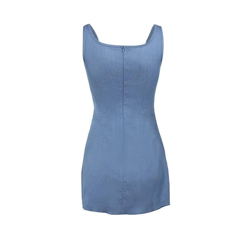 Never The Same Ruched Denim Mini Dress