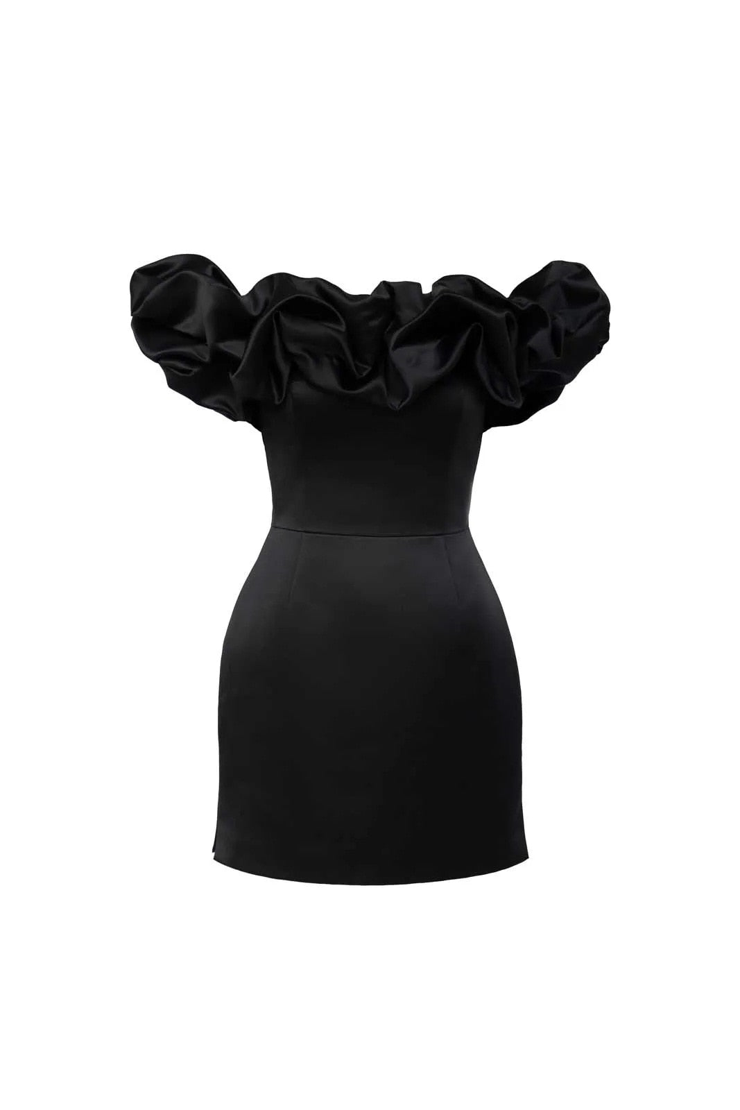 Whispers of Elegance Satin Mini Dress with Ruffles