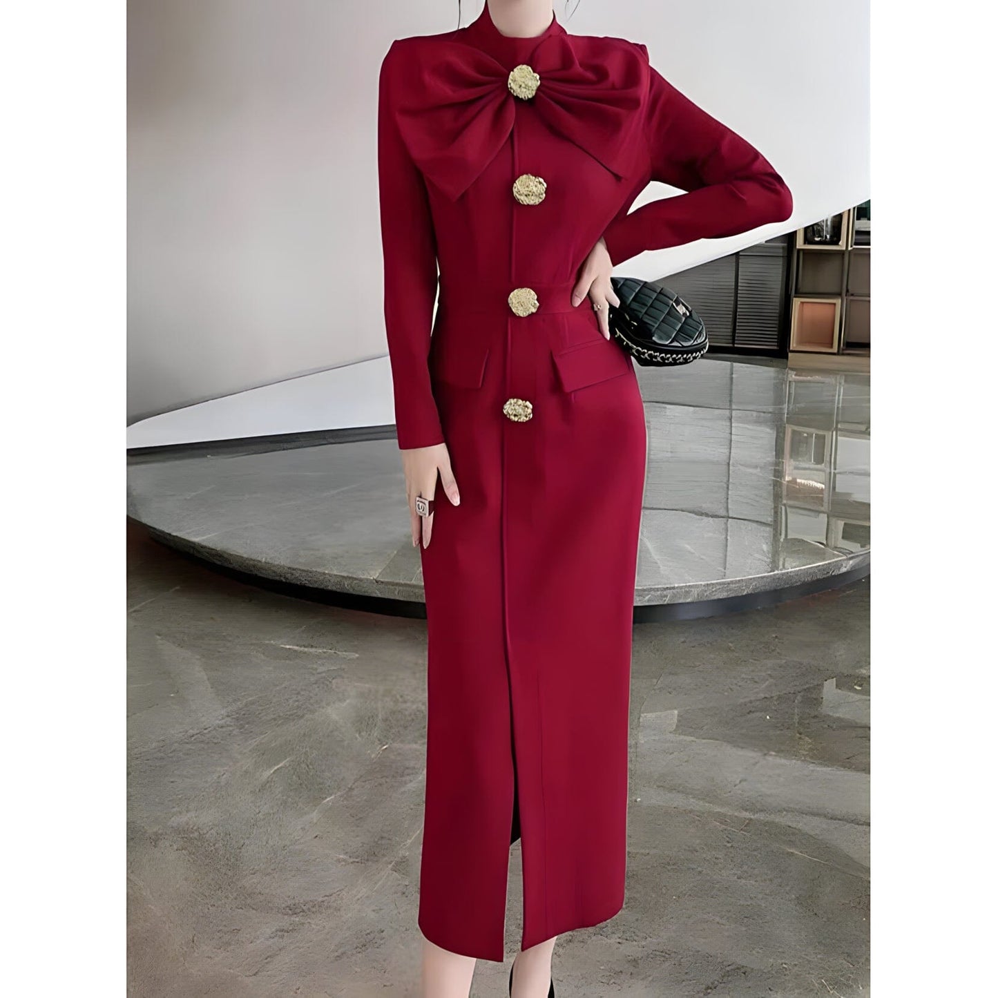 The Antonia Long Sleeve Midi Dress - Multiple Colors