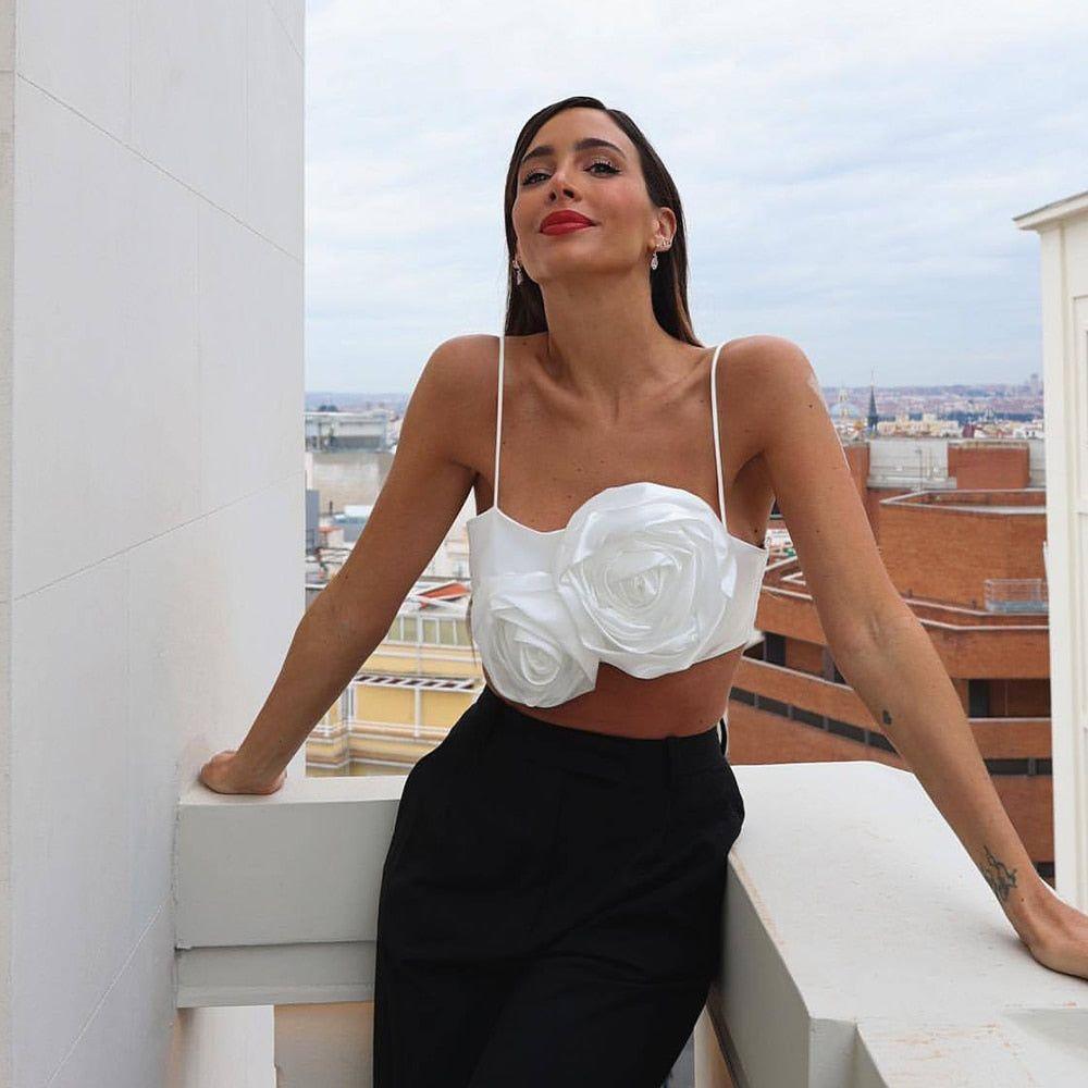 Rosebud Satin Crop Top