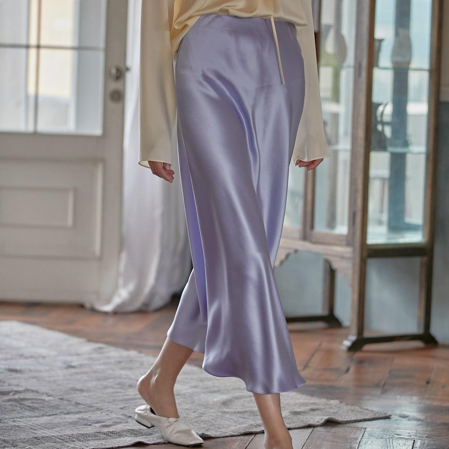 Love Affair Satin Midi Skirt