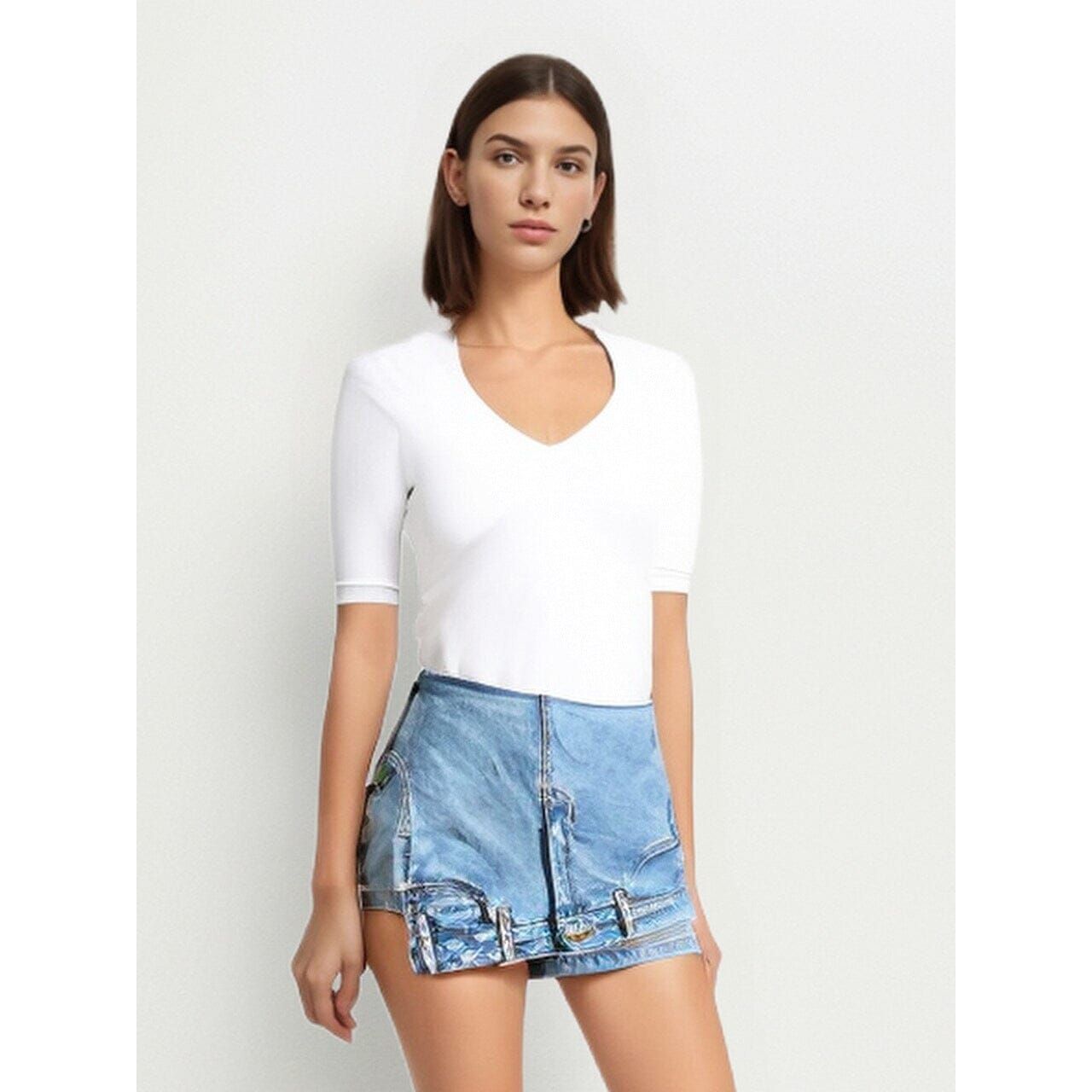 The Genie High Waist Denim Shorts - Blue