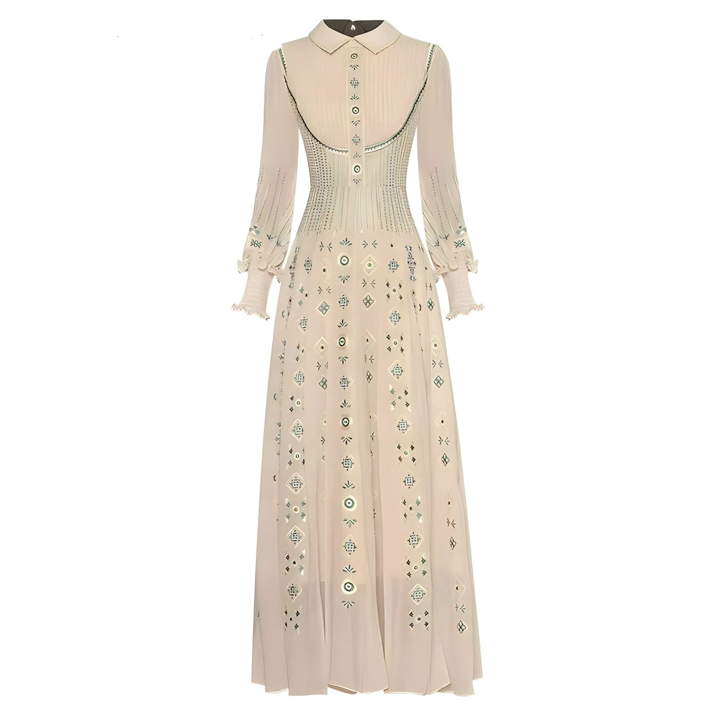 The Mirabelle Lantern Long Sleeves Embroidered Dress