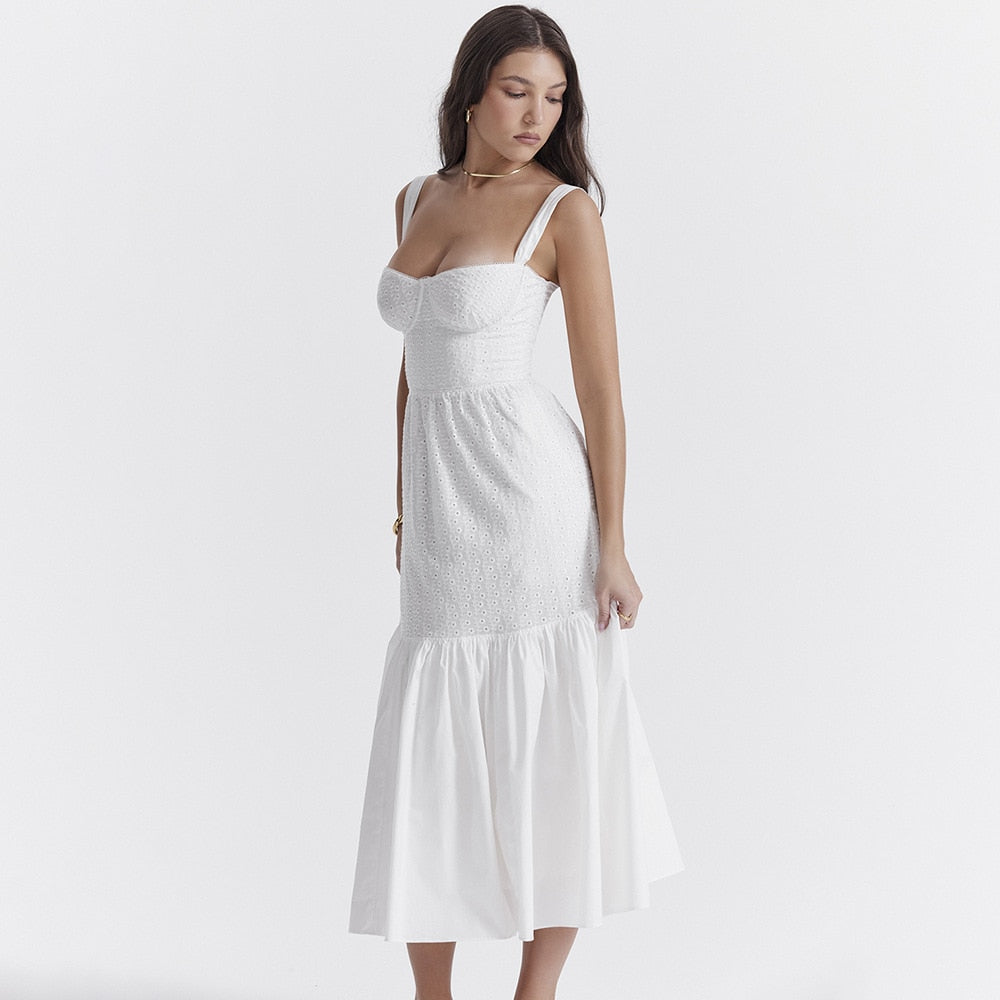 Belle White Midi Dress