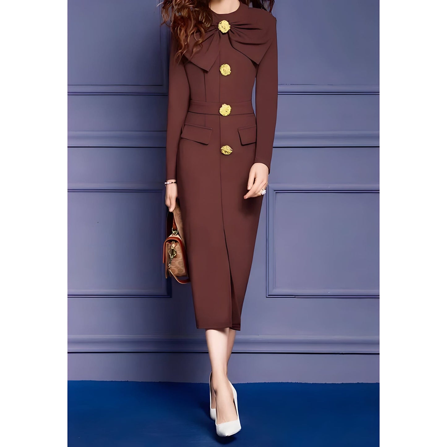 The Antonia Long Sleeve Midi Dress - Multiple Colors