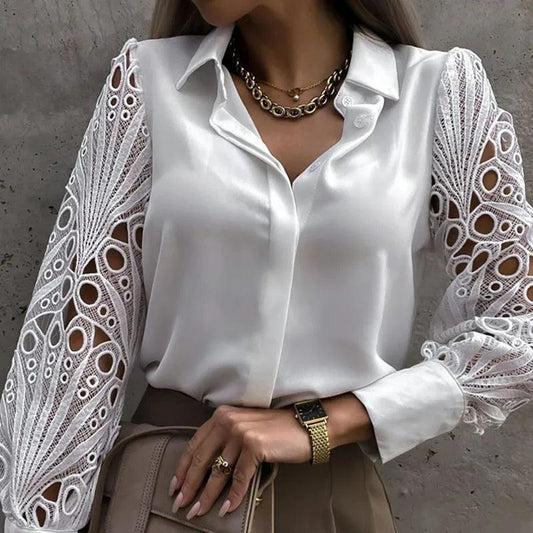 Timeless Beauty Lace Satin Blouse