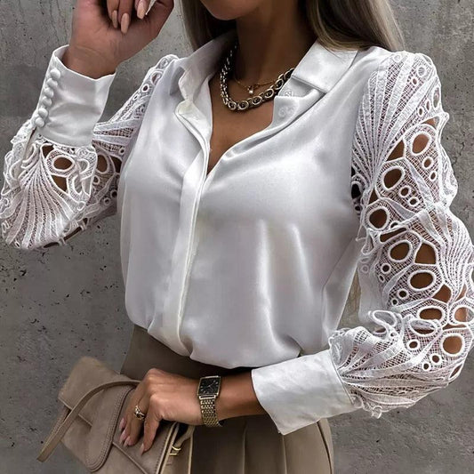 Timeless Beauty Lace Satin Blouse