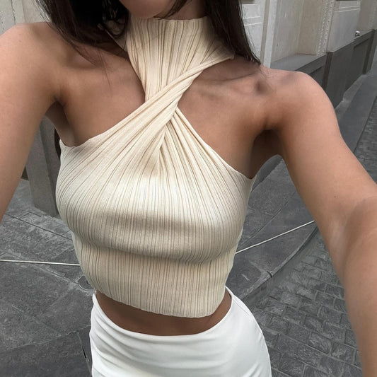 Heartbeat Ribbed Twisted Crop Top