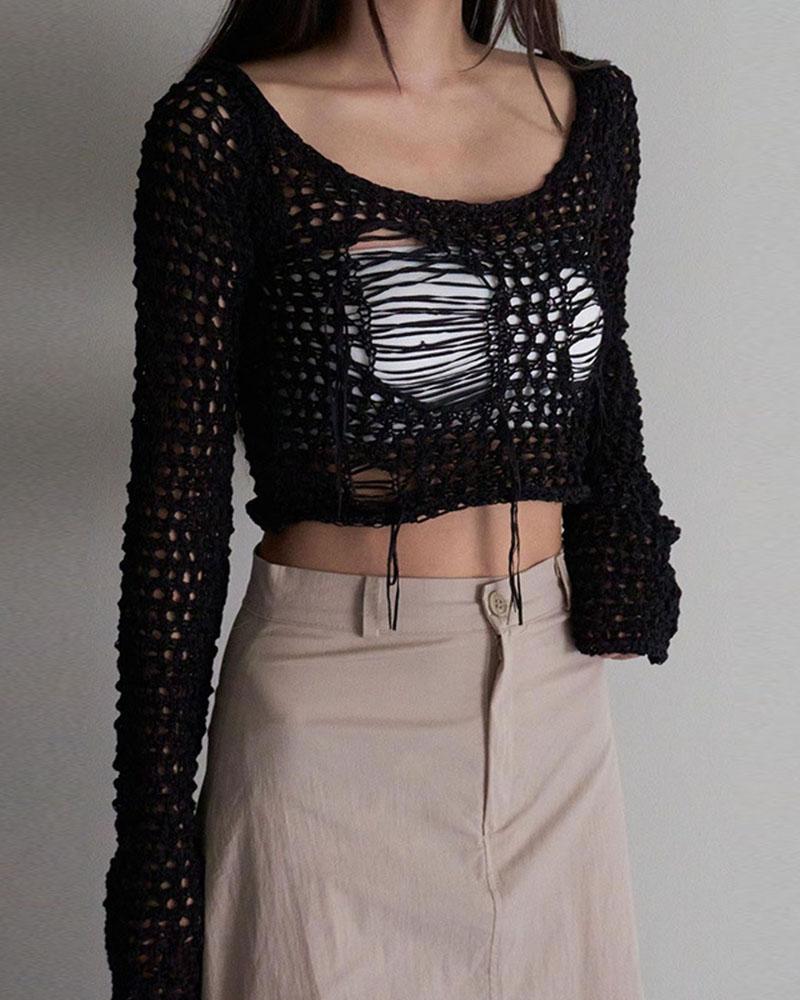 Noble Willow Knitted Cropped Sweater